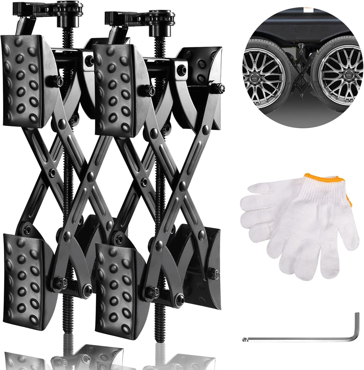 2 Packs RV X Chocks Wheel Stabilizer with Integrated Wrench N39772