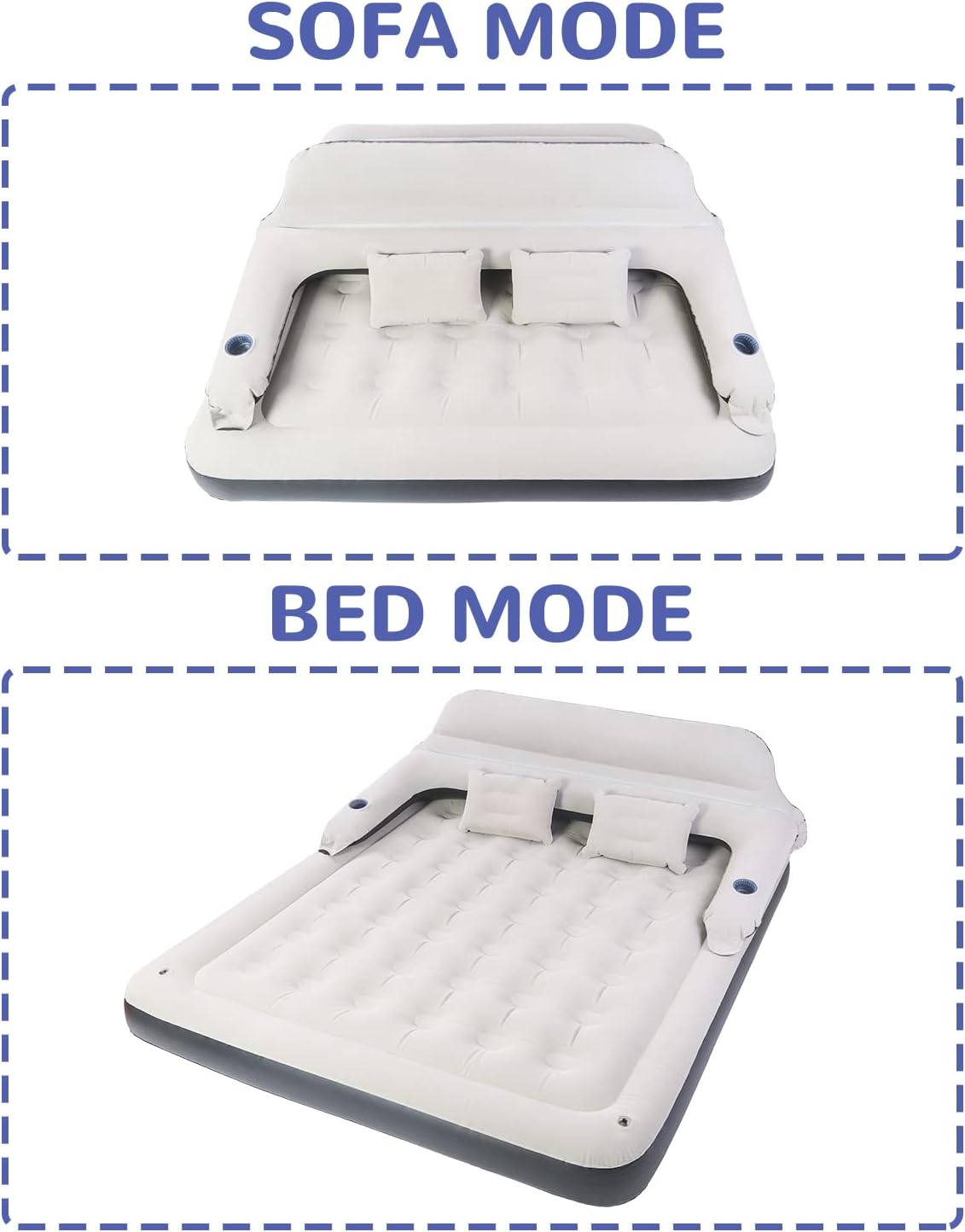 Queen 9 Raised Portable Double Inflatable Air Mattress with Backrest N5410