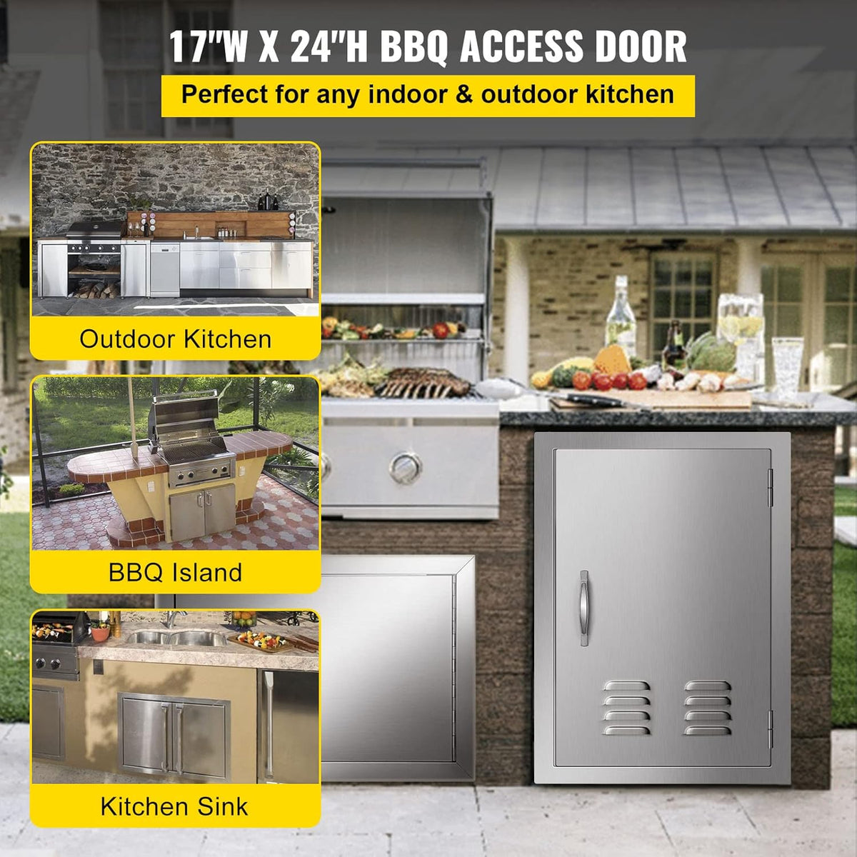 17 x 24 Inch Stainless Steel BBQ Access Door with Vents A7982