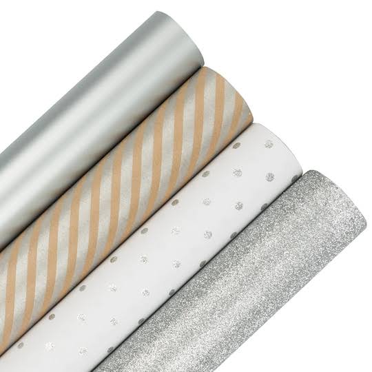 Silver Wrapping Paper Set 4 Rolls E6356