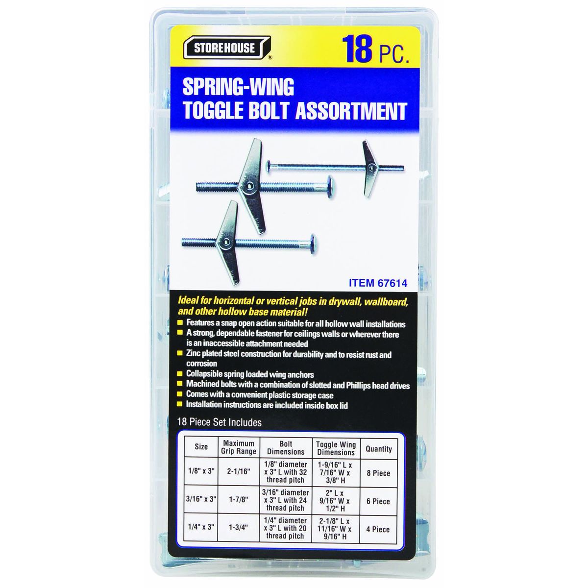 18 Piece Toggle Bolt Assortment X156158