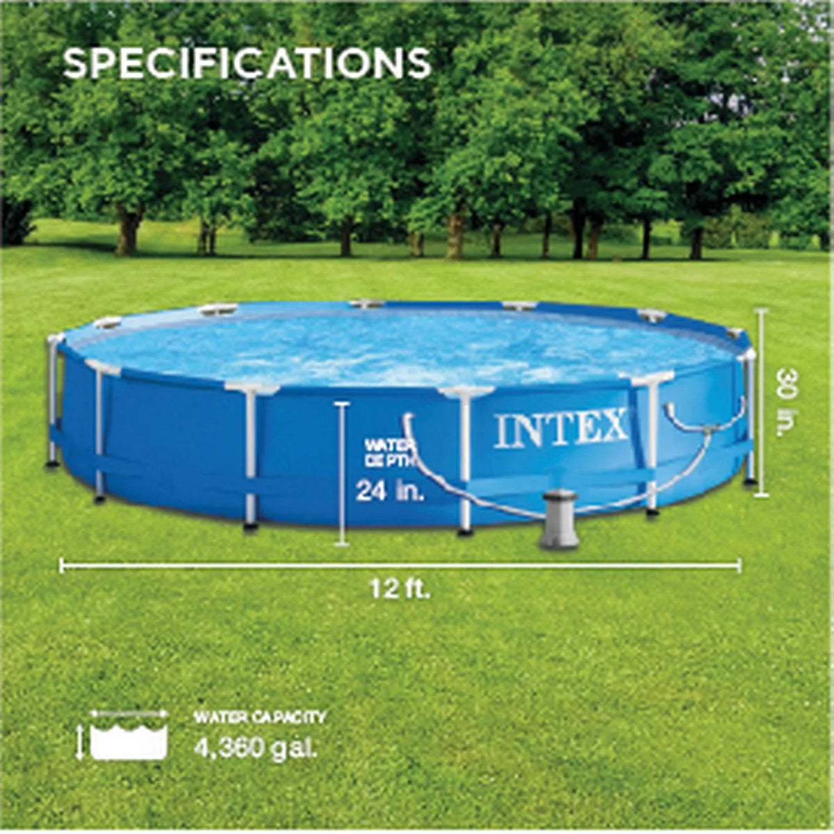12' x 30'' Metal Frame Above Ground Swimming Pool with Filter Pump P73316