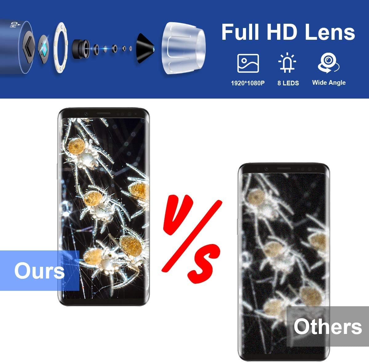 2MP USB Digital Microscope 40-1000X with 8 LEDs Aluminum Alloy Stand J849450