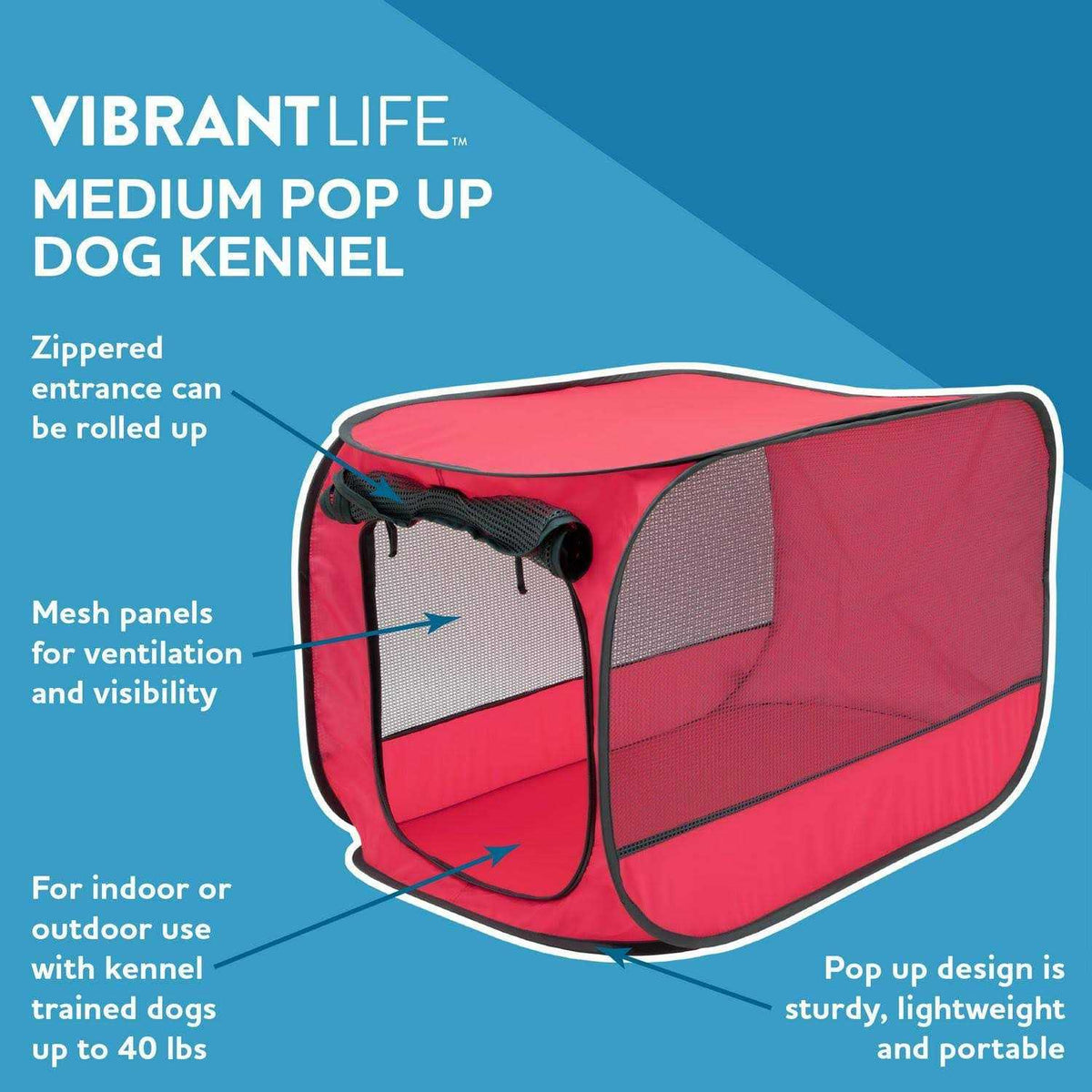 Soft-Sided 32 inch Pop-up Mesh Pet Kennel B3599