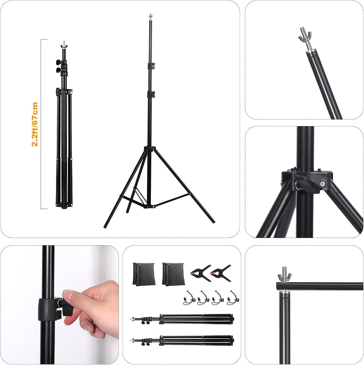6.5x10ft Telescopic Backdrop Stand Kit with Spring Clamp, Sand Bag, Carry Bag P6107