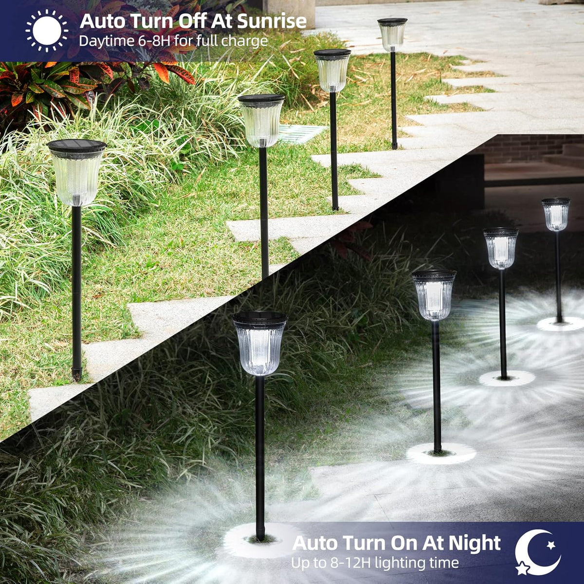 4 Pack 200 Lumens IP65 Waterproof Solar Pathway Lights X109