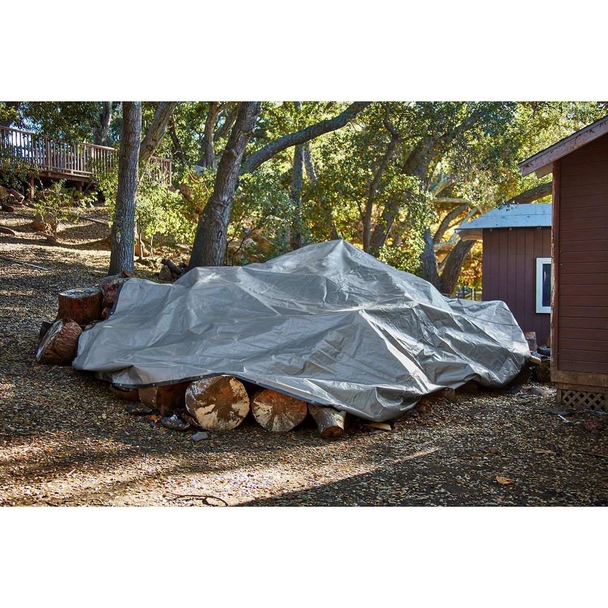 20 ft. x 30 ft. Silver and Black Weather-Resistant Tarp Y716641