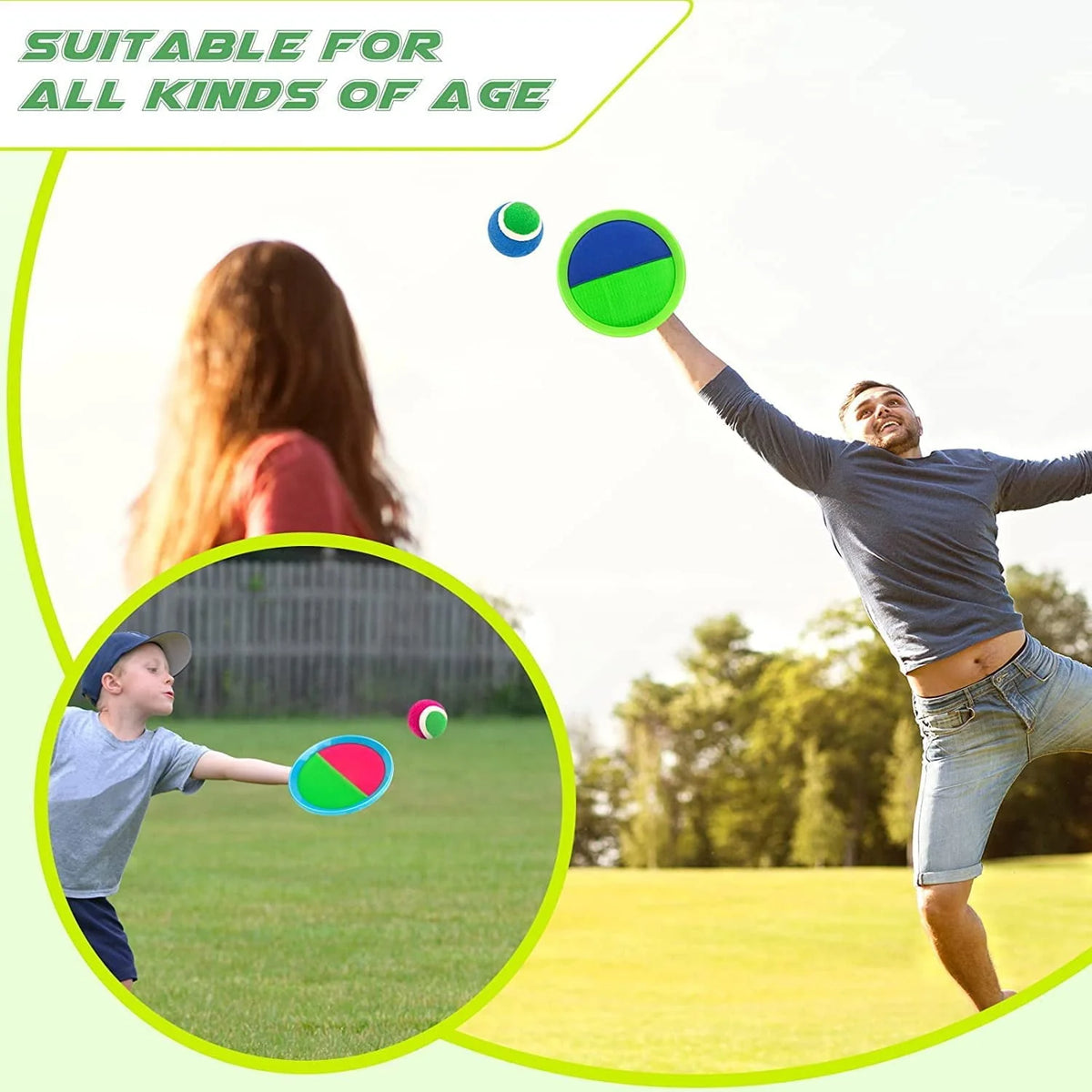 Toss and Catch Ball Set with 4 Rackets, 4 Balls, 2 Bags P580292