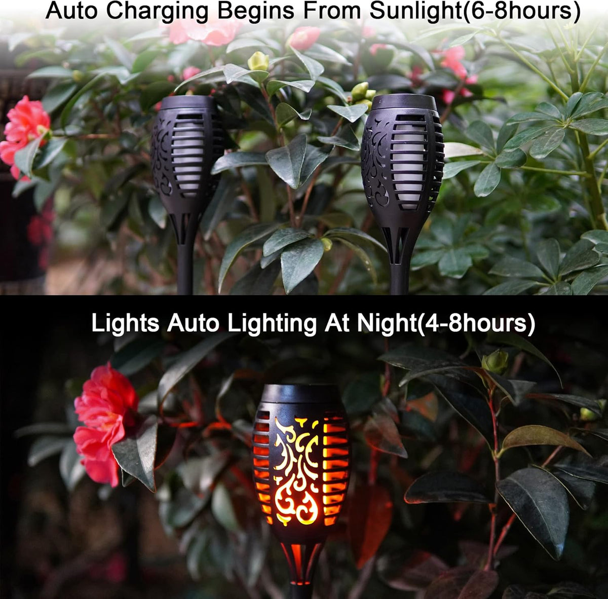 12-Pack Solar Torch Flame Lights Outdoor Waterproof D3152
