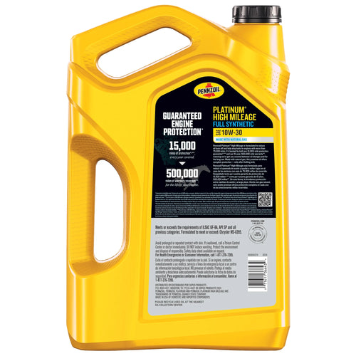 10W-30 Full Synthetic High Mileage Motor Oil, 5 Quart W184708