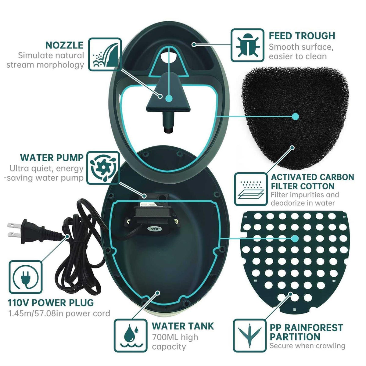 Reptile Drinking Water Fountain with Trough G6313