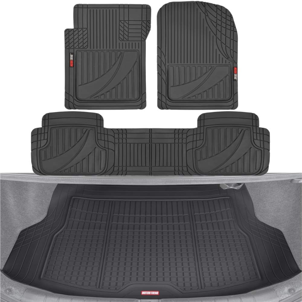 Beige Rubber Car Floor Mats with Cargo Liner Full Set T4739