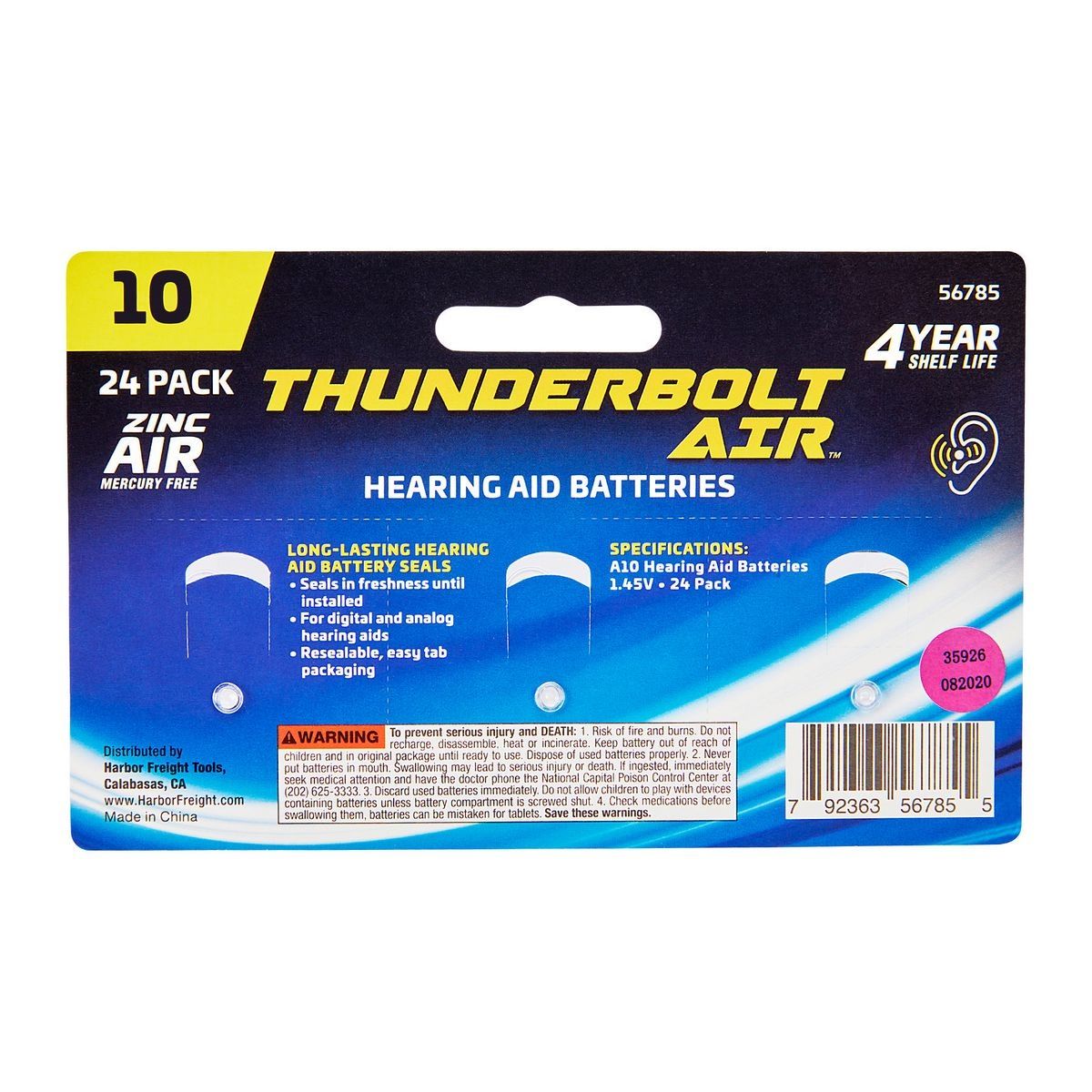 Hearing Aid Batteries, 24 Pack C240