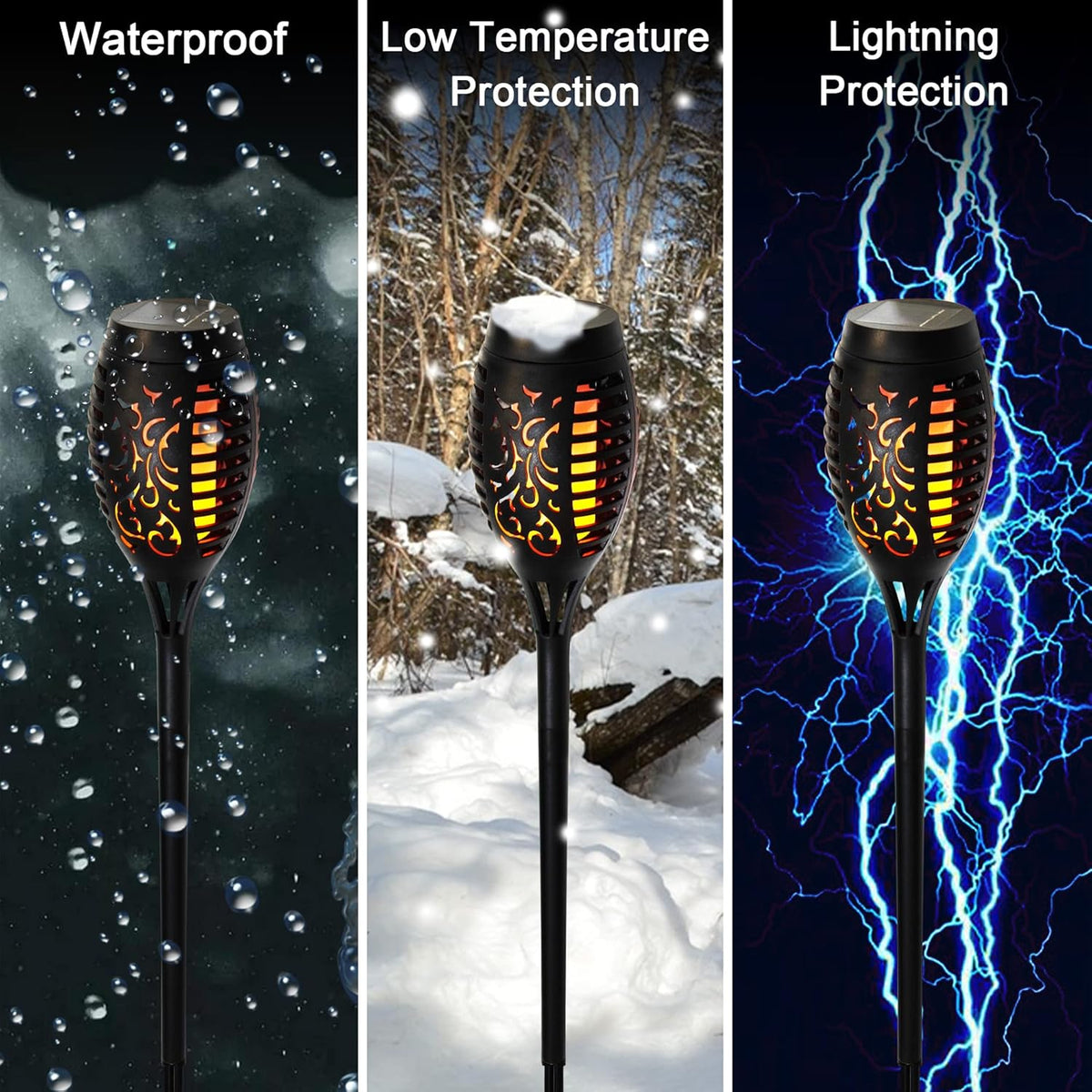 12-Pack Solar Torch Flame Lights Outdoor Waterproof D3152
