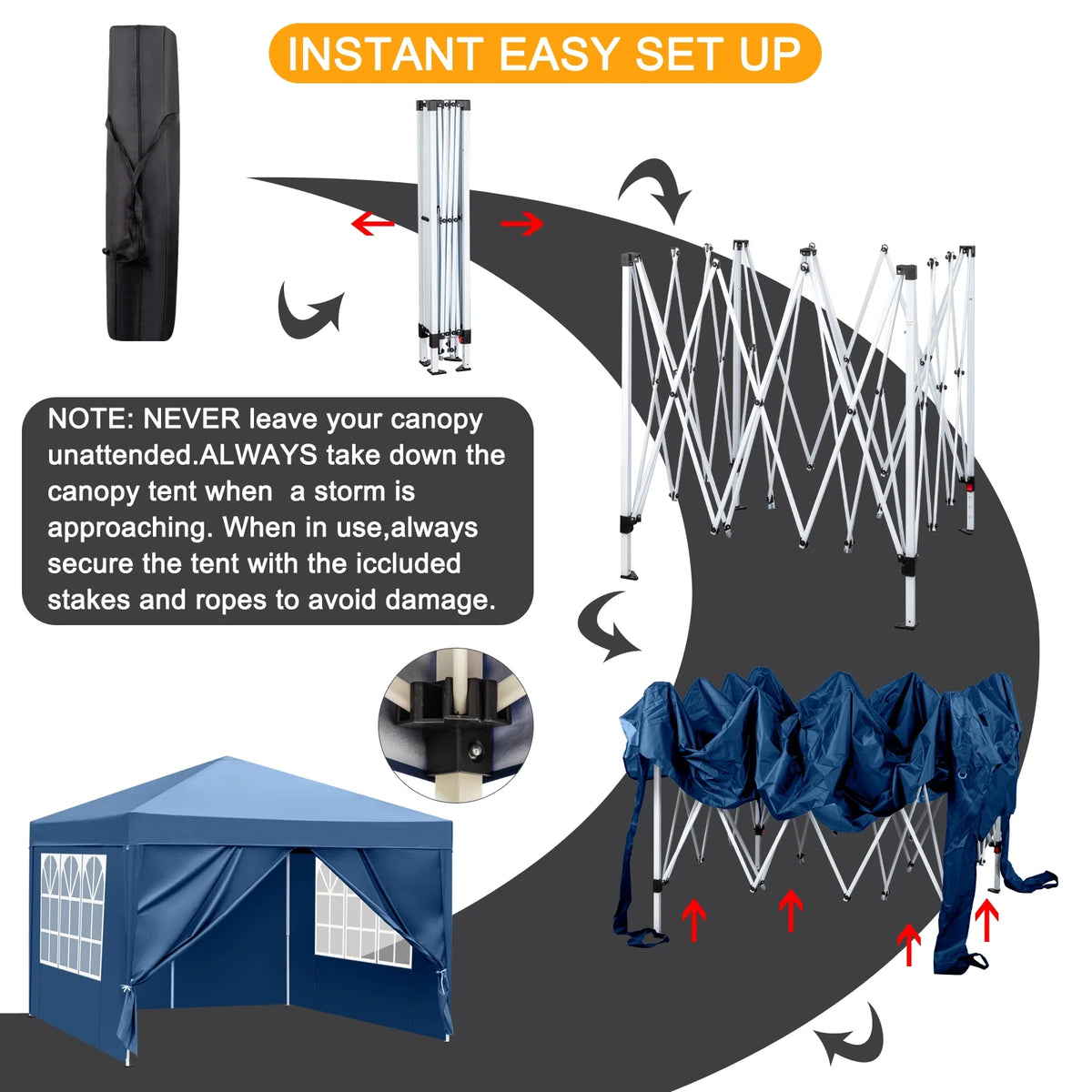 10' x 10' Blue Folding Pop Up Canopy Tent with Carry Bag M660219