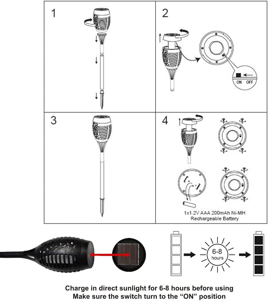12-Pack Solar Torch Flame Lights Outdoor Waterproof D3152