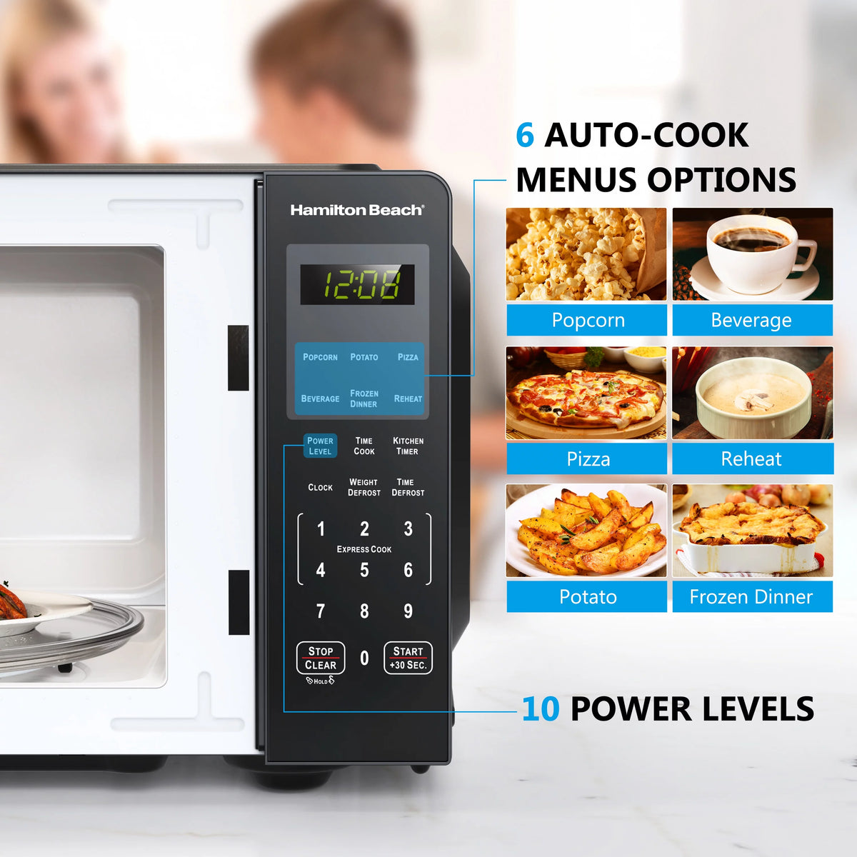 0.9 Cu ft 900 Watts Stainless Steel Countertop Microwave Oven D481