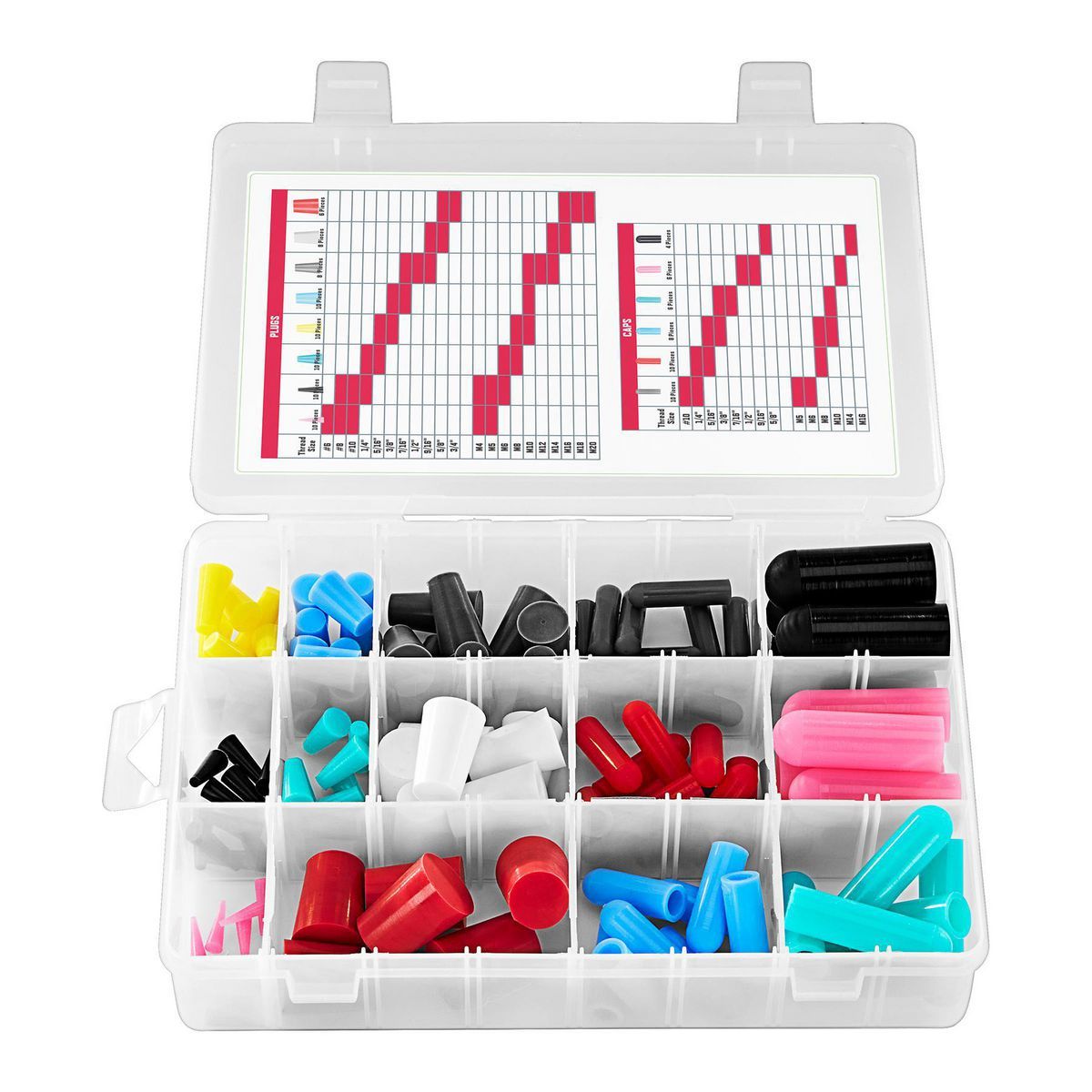 Silicone Rubber Plug and Cap Set, 116-Piece E98515