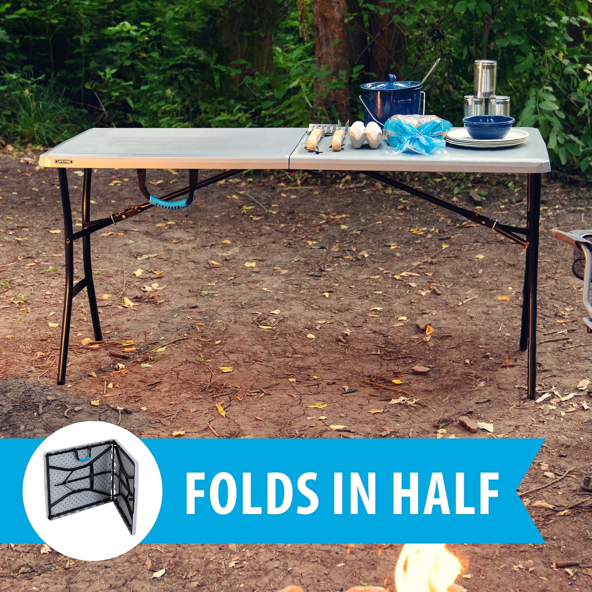 5 Foot Rectangle Fold-in-Half Table Gray D3382