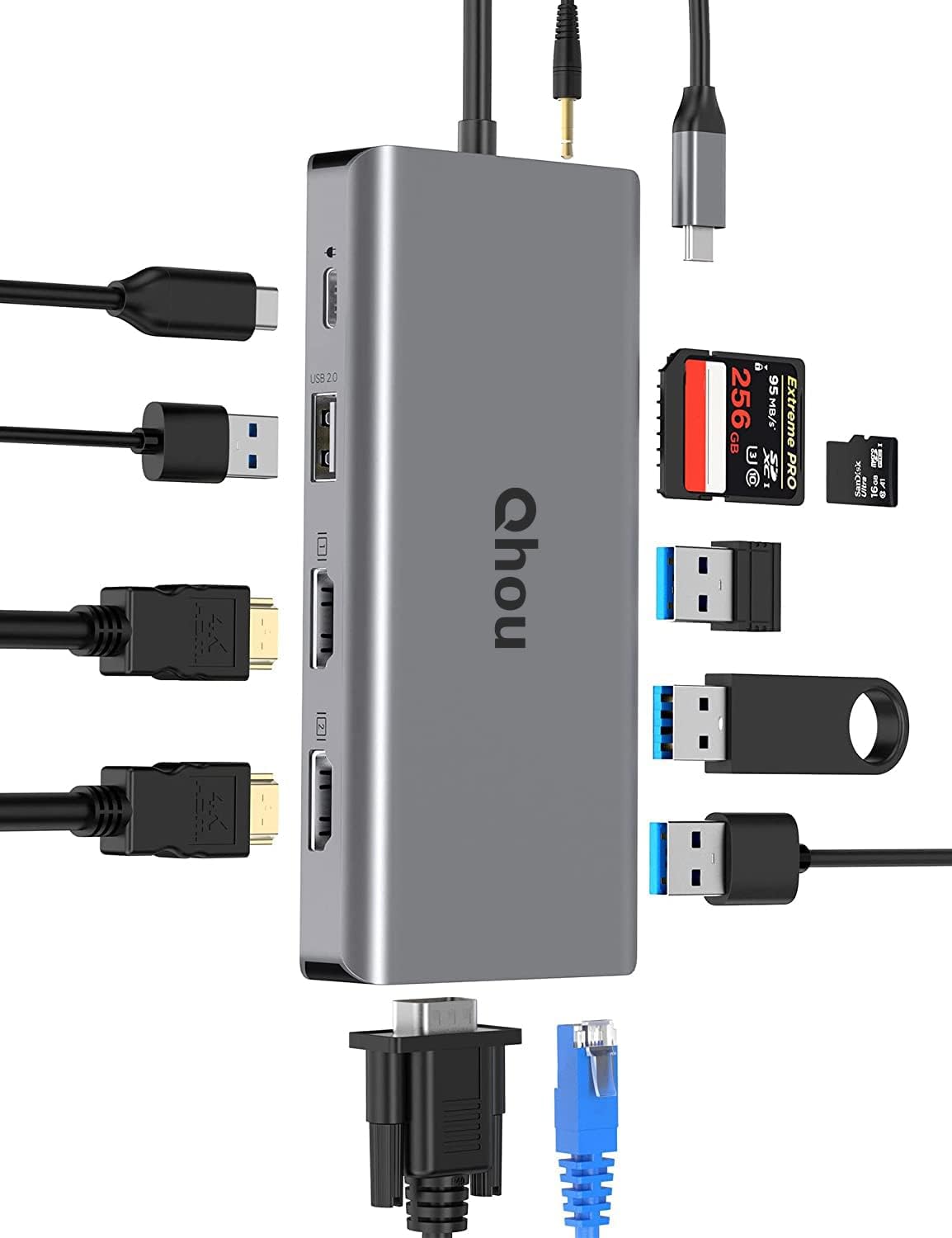 13 in 1 USB C Docking Station Triple Monitor with 4K HDMI R449397