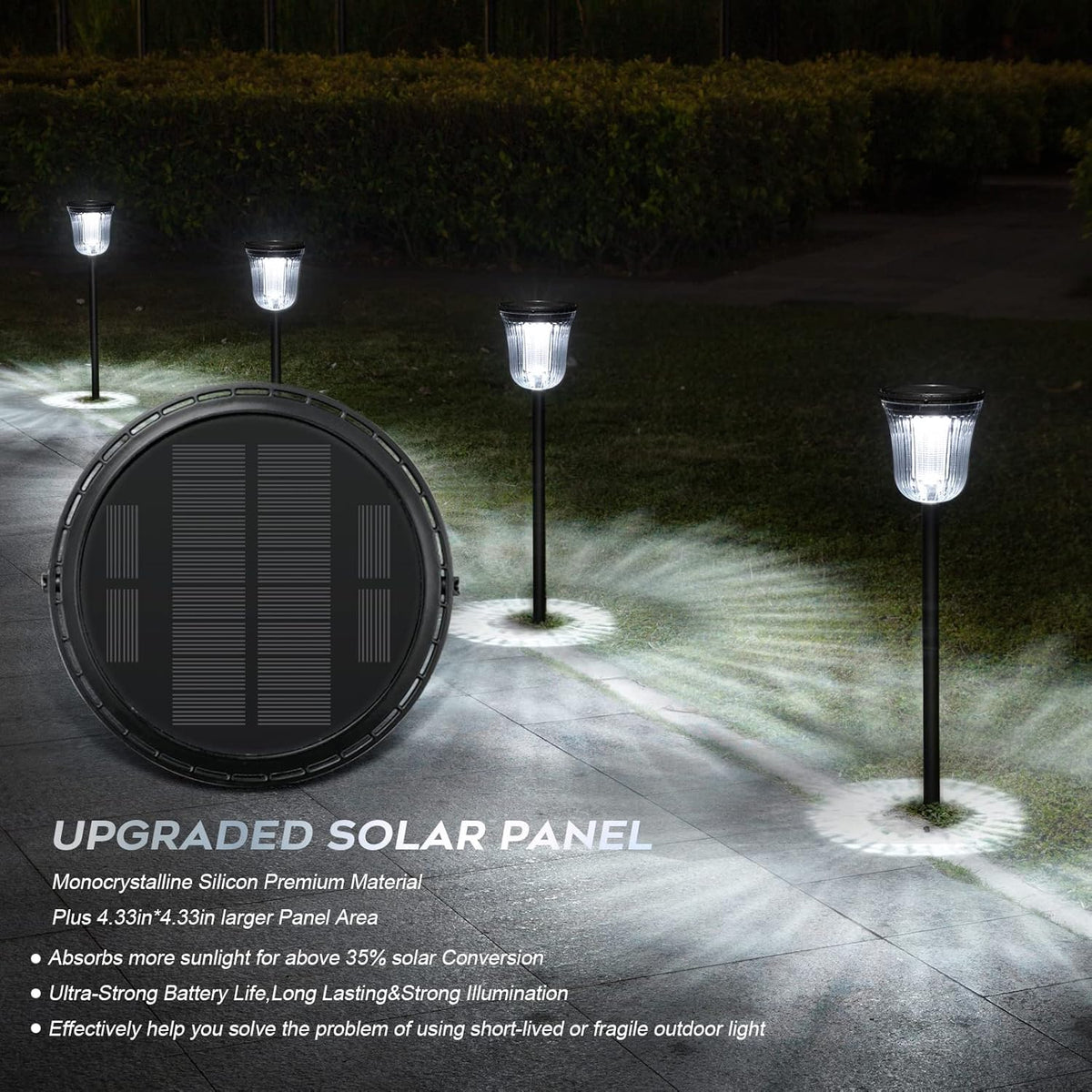 4 Pack 200 Lumens IP65 Waterproof Solar Pathway Lights X109
