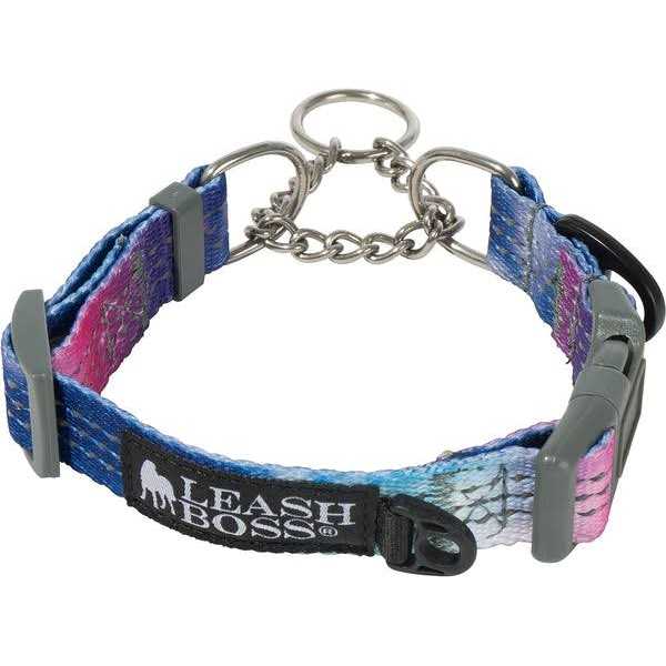 Patterned Reflective Chain Martingale Dog Collar P9404
