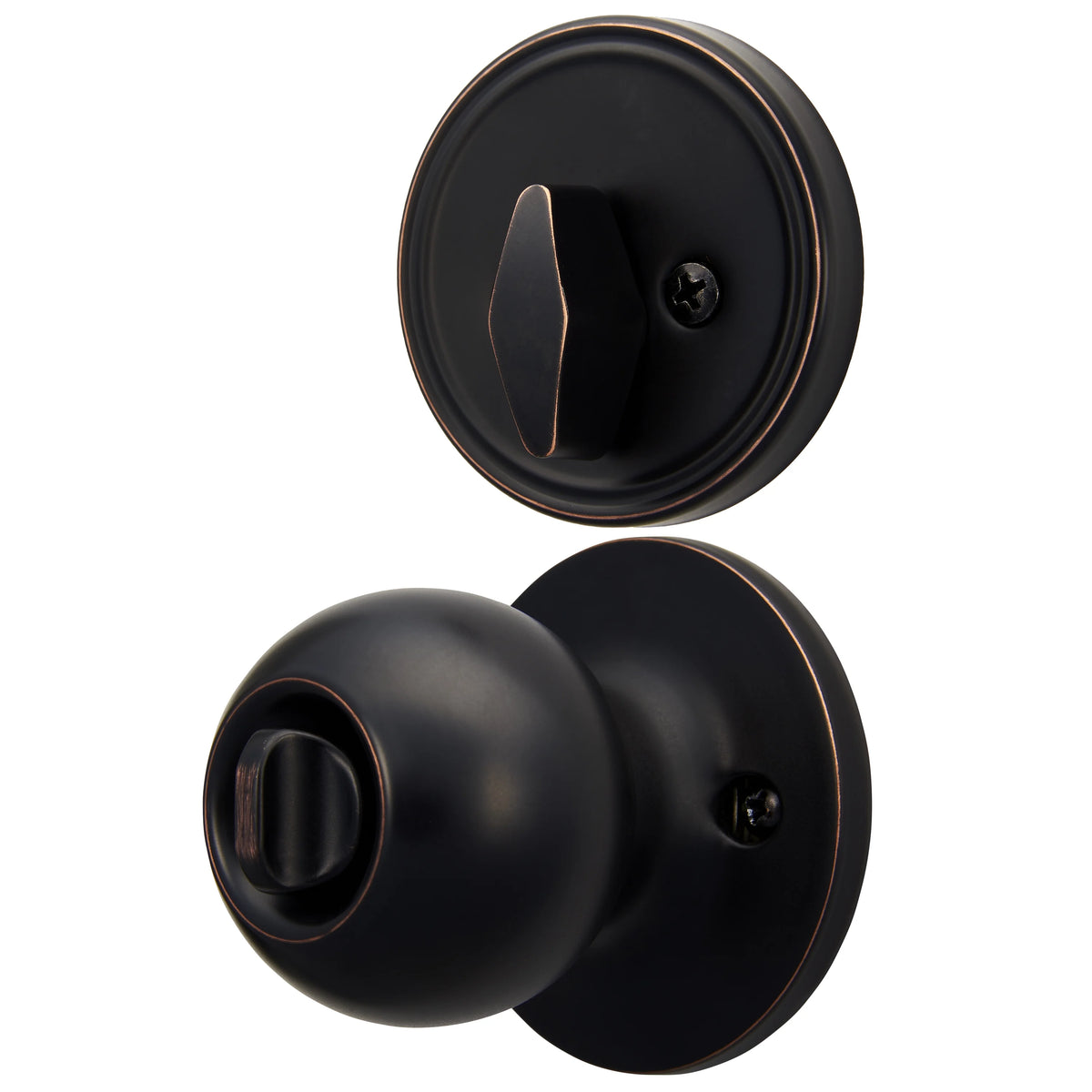 Antique Brass Ball Doorknob and Deadbolt Combo Pack S265