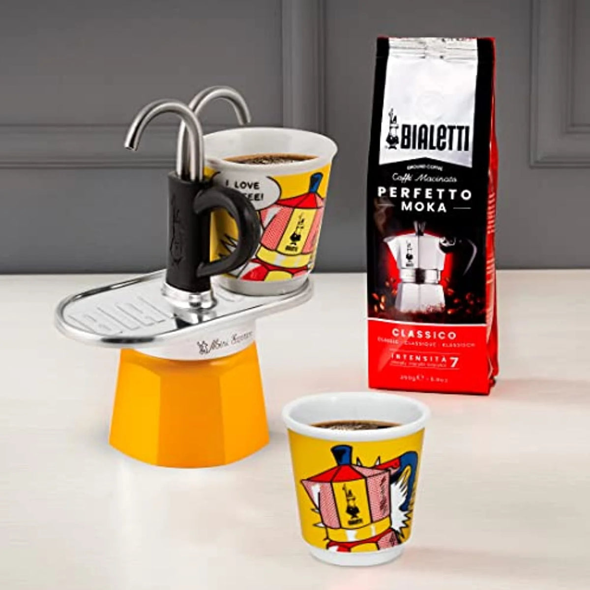 2-Cup Moka Set Coffee Maker 2.8 Oz Yellow Aluminium Z317