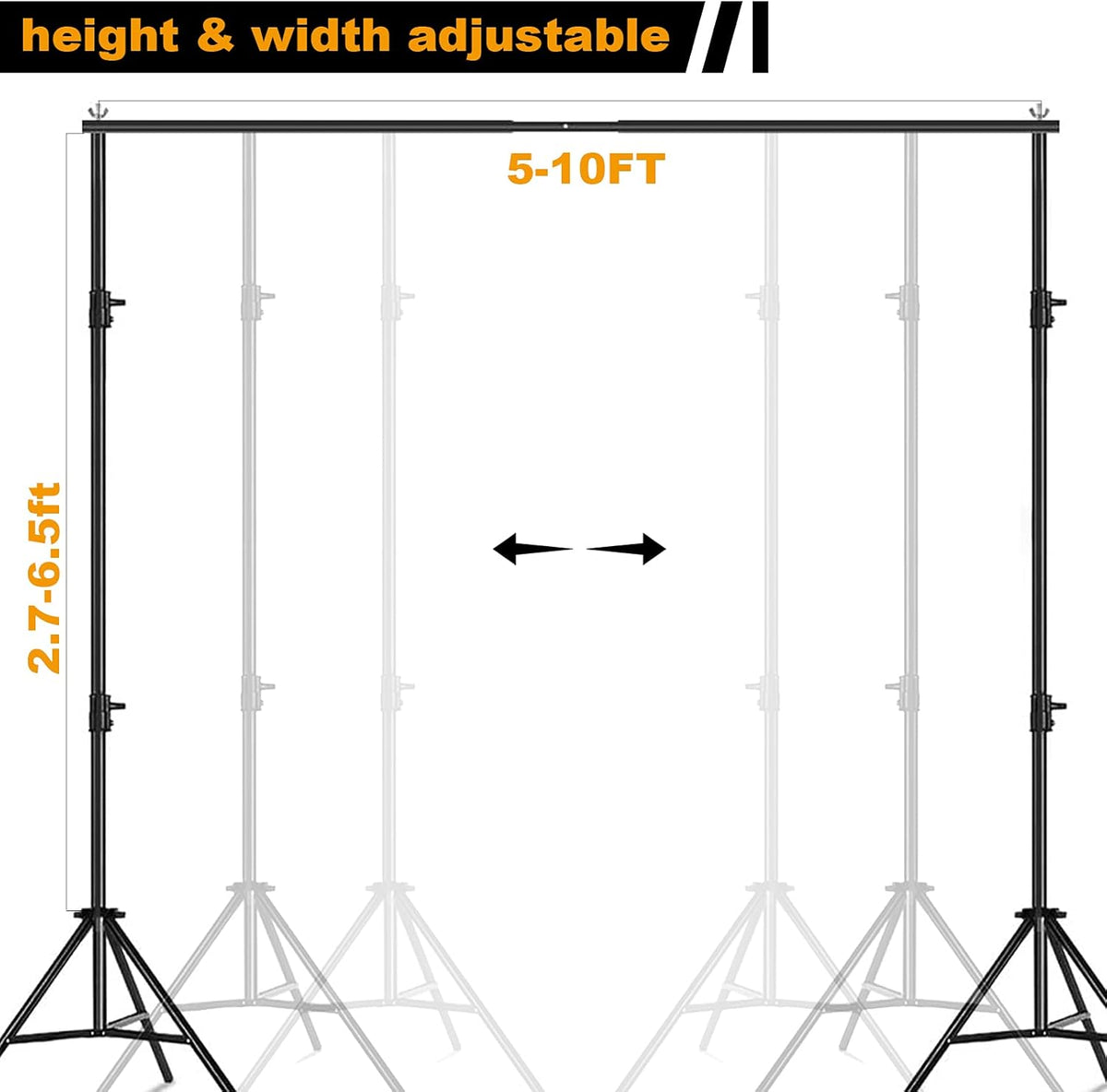 6.5x10ft Telescopic Backdrop Stand Kit with Spring Clamp, Sand Bag, Carry Bag P6107