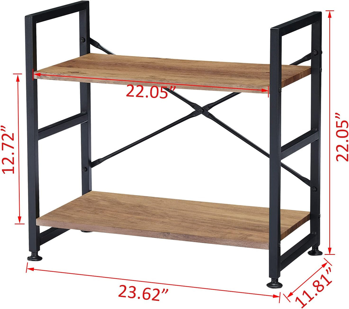 2 Tier Open Bookshelf with Metal Frame L4478