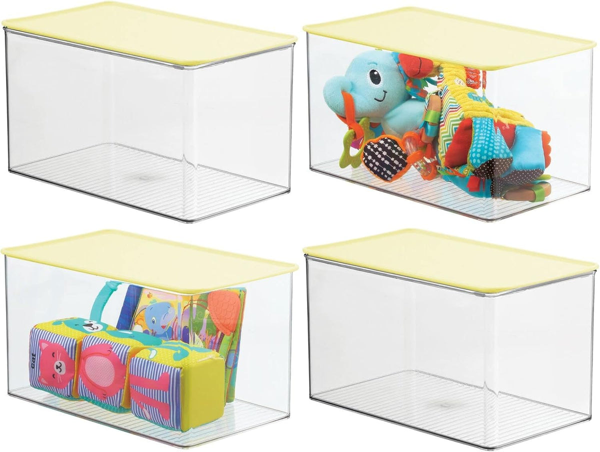 Clear 4 Pack Plastic Stackable Storage Bin with Lid W7228