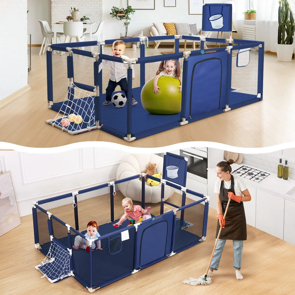 71x48inch Large Gray Baby Playpen P6123