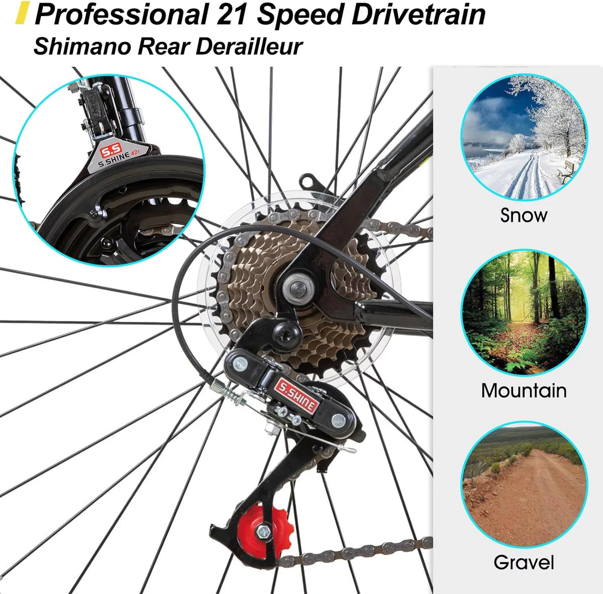 24 26 inch 21 Speeds High-Carbon Steel Frame Mountain Bike H74623