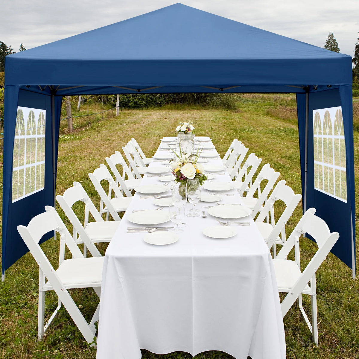 10' x 10' Blue Folding Pop Up Canopy Tent with Carry Bag M660219