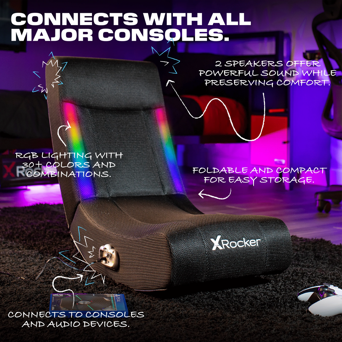Black Mesh Floor Rocker Gaming Chair I5011