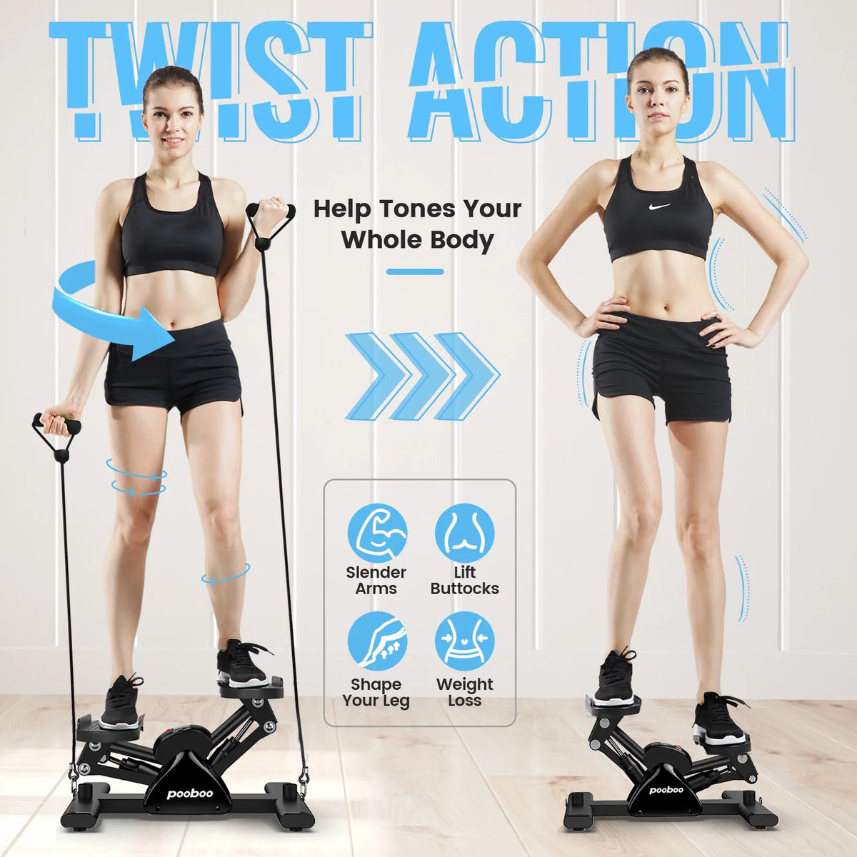 Mini Stepper Machine with Resistance Bands D835