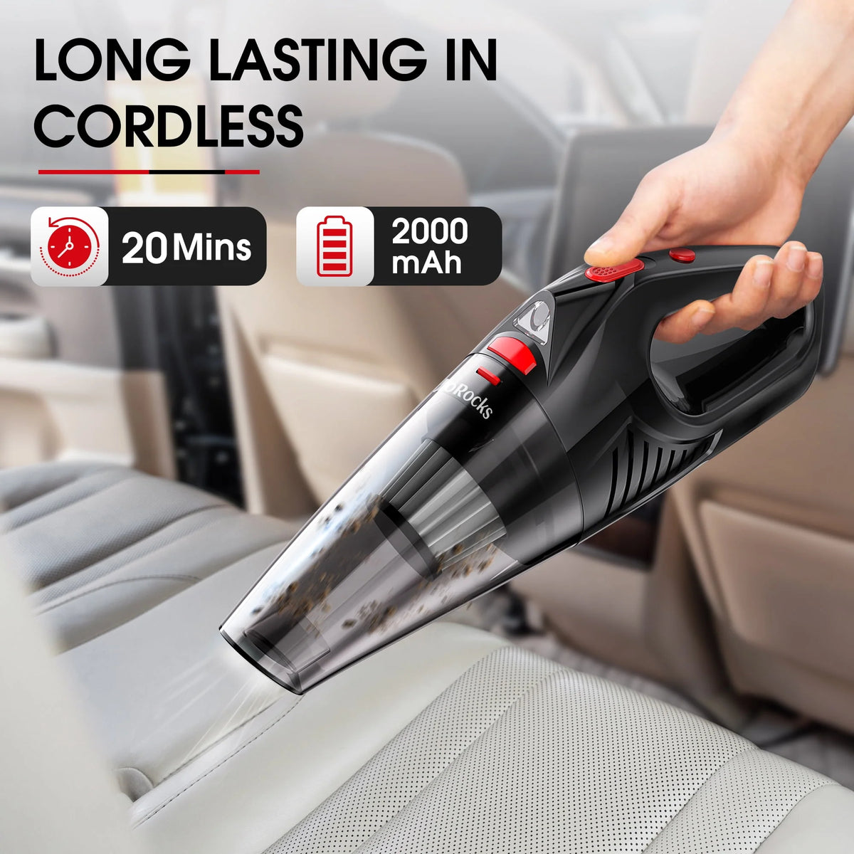 Cordless Portable Handheld Car Vacuum Cleaner with LED Lights J81207