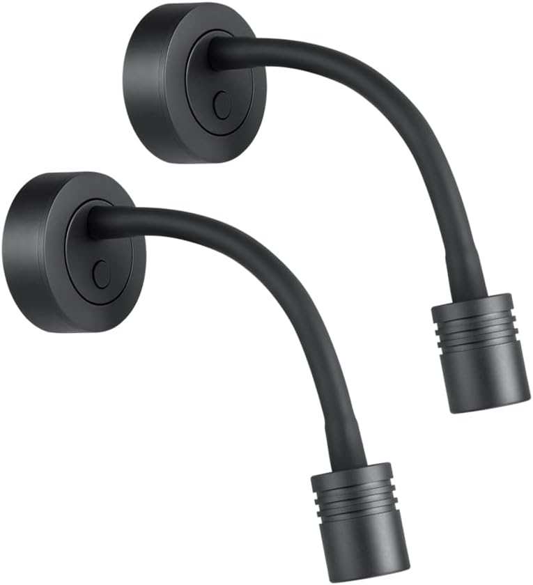 12V Dimmable Gooseneck LED Reading Light with USB Charger, Black, 2 Pack J1959