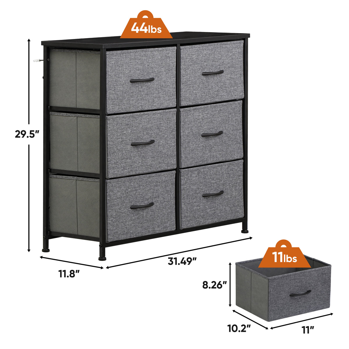 6 Drawer Fabric Storage Dresser W75965