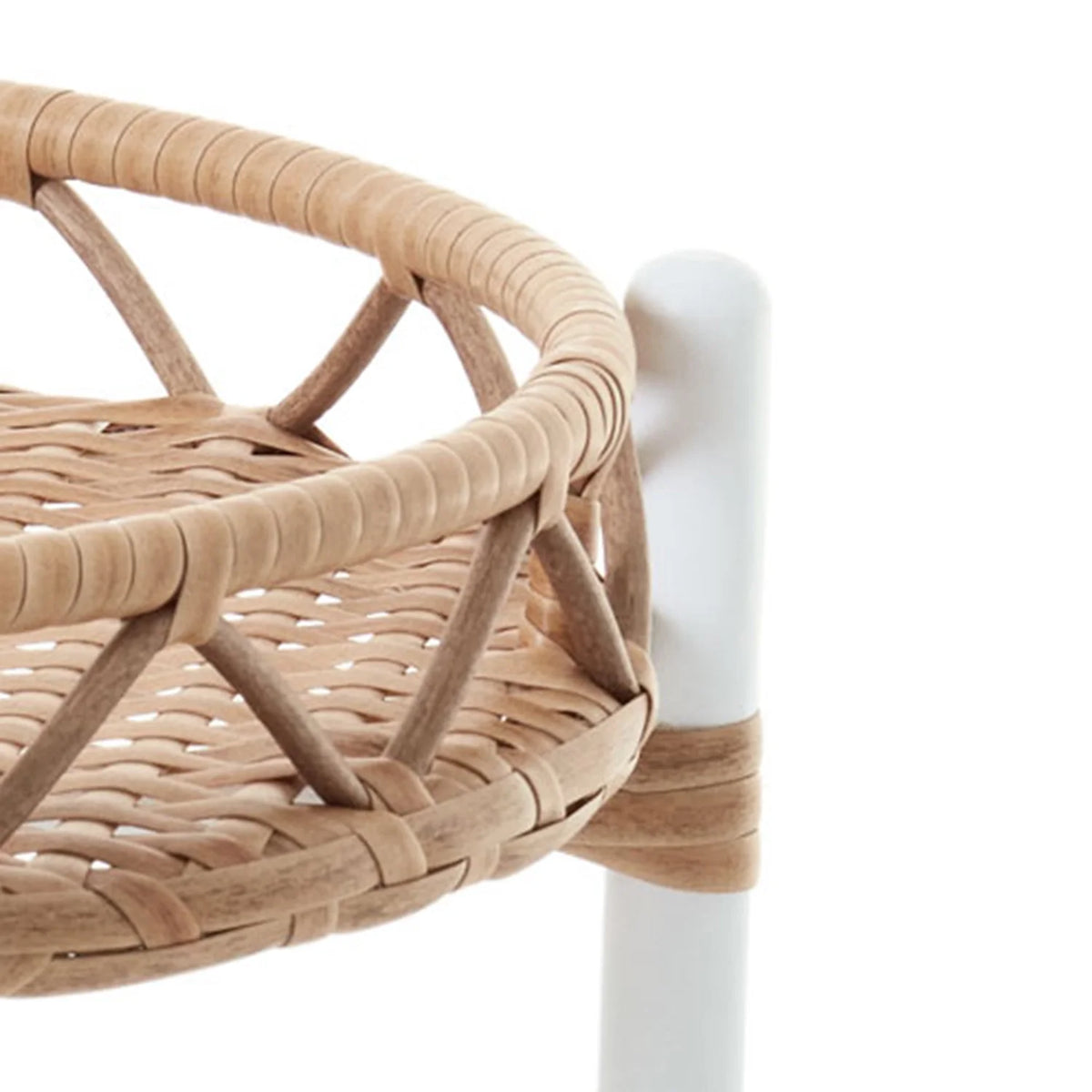 White Woven Top Round Side Table P456