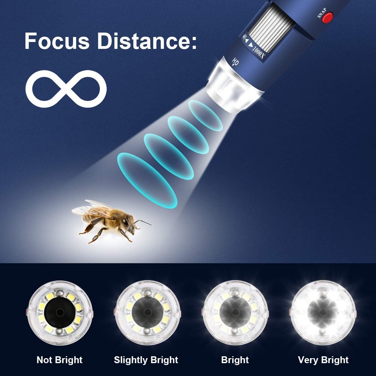 2MP USB Digital Microscope 40-1000X with 8 LEDs Aluminum Alloy Stand J849450