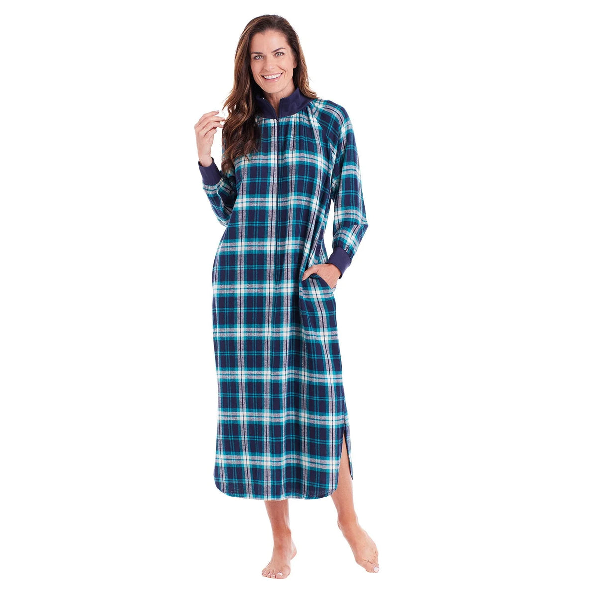 Navy Long Sleeve Flannel Nightgown S47808