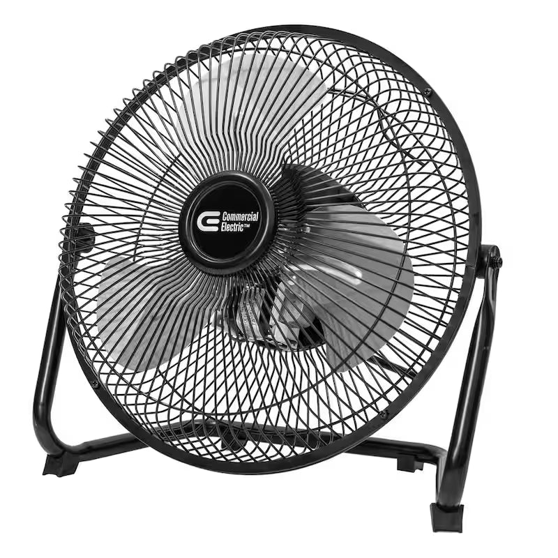 Black 3-Speed High Velocity Floor Fan with Wall Mount Bracket H661303