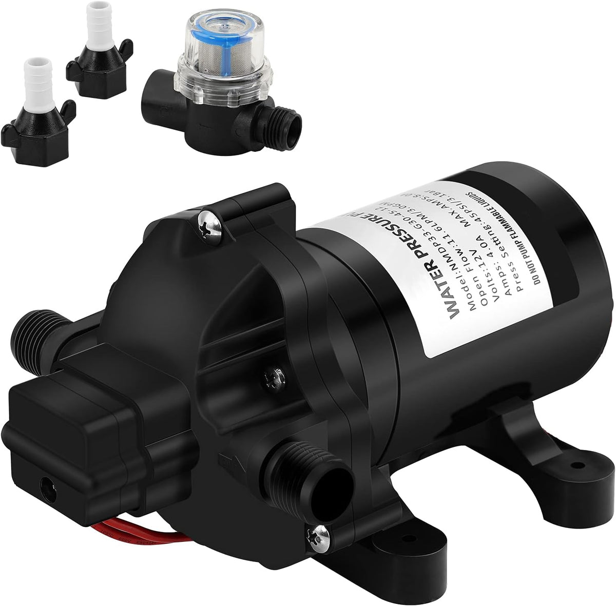 12v 3.0 GPM 45 PSI Water Diaphragm Pump with Water Filter E7229