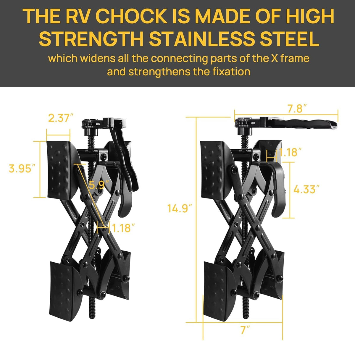 2 Packs RV X Chocks Wheel Stabilizer with Integrated Wrench N39772