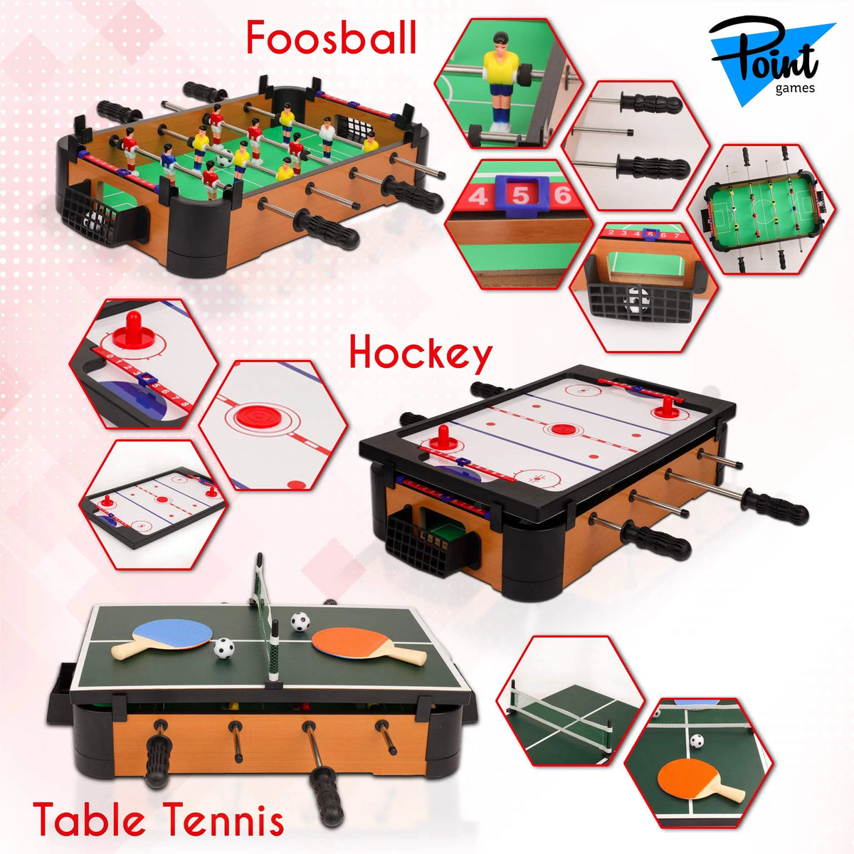 3 in 1 Foosball Air Hockey Table Tennis Game Set M897064