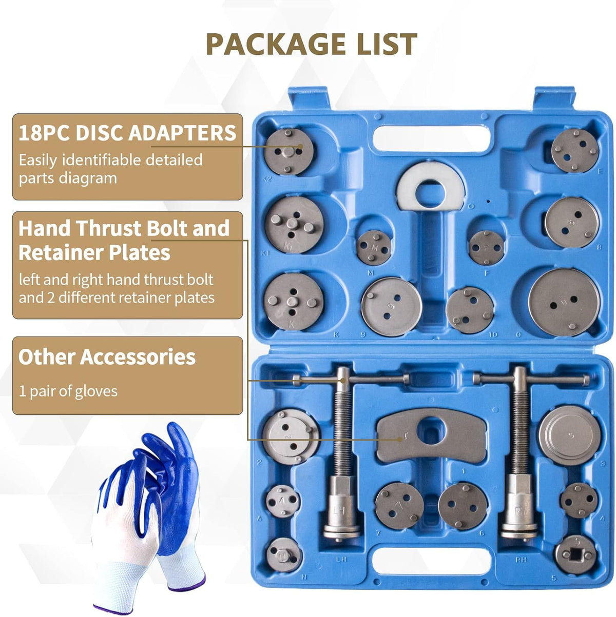 32PC Brake Tool Sets Disc Brake Piston Caliper Compression Tool Set and Drum Brake Adjusting Tool Kit V5540