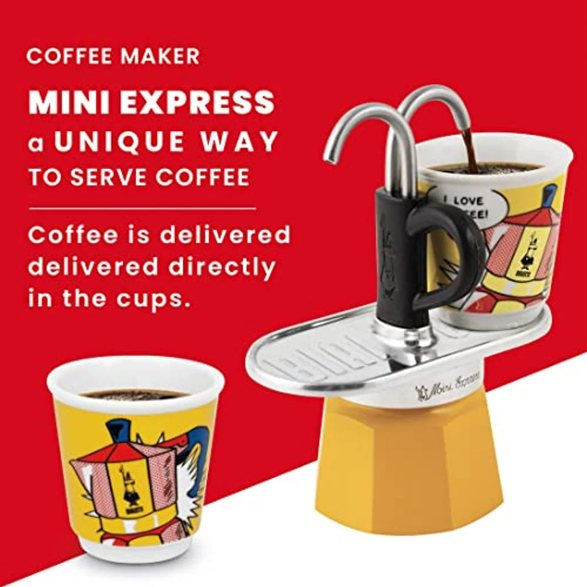 2-Cup Moka Set Coffee Maker 2.8 Oz Yellow Aluminium Z317
