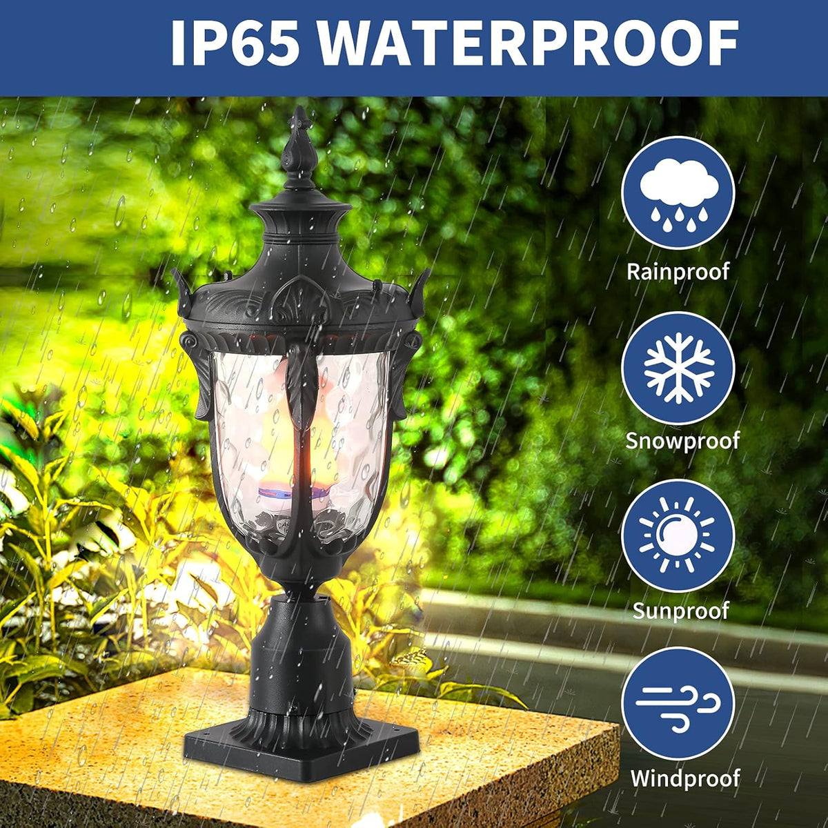 20.47H Cast Aluminum Outdoor Lamp Post Light Fixture with Pier Mount Adapter X27743