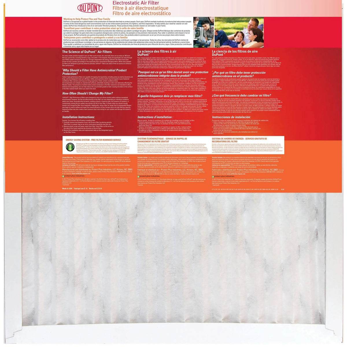 14x14x1 Electrostatic Air Filter 4 Pack D848
